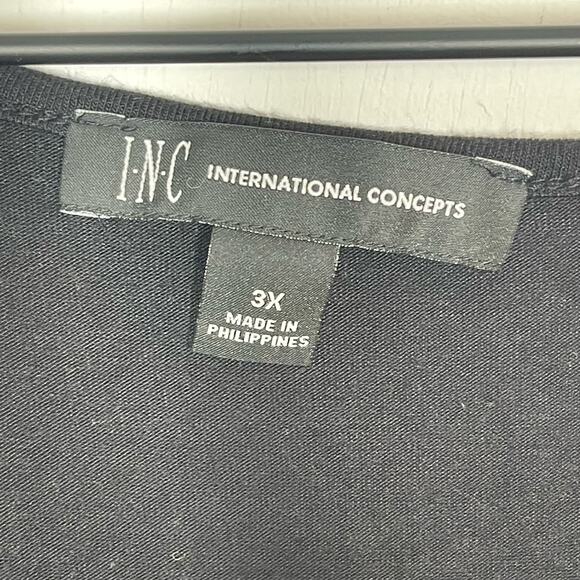 NEW INC International Concepts Blouse Women's Size 3X Black Eyelet Twist Front - Picture 6 of 8